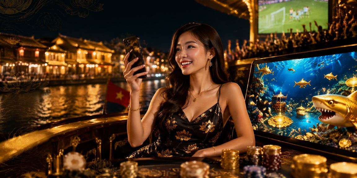 Người dùng chơi casino trên điện thoại di động tại Hội An bên ly cà phê Việt